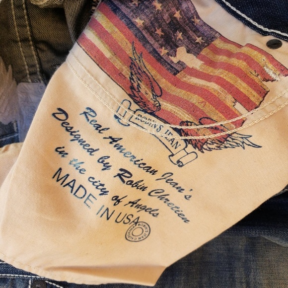 New Men ROBIN'S JEAN Straight Jeans -Hvy Stiching - Picture 6 of 8